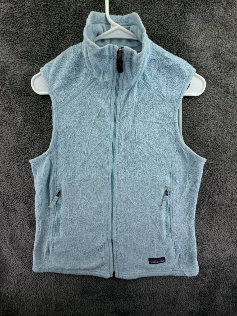 Patagonia Synchilla Women’s Vest Adult Fleece Ice Blue Medium Logo Pockets